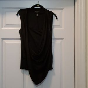 WHBM size medium black sleeveless swag blouse
